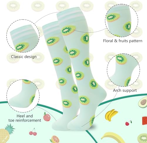 Fenglaoda Compression Socks For Women Men Support Circulation 6 Pairs Socks For Nurse Travel Flight