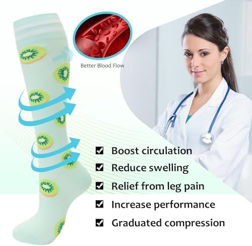 Fenglaoda Compression Socks For Women Men Support Circulation 6 Pairs Socks For Nurse Travel Flight