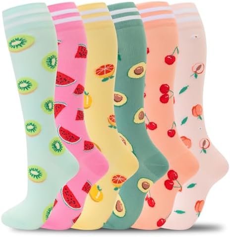 fenglaoda Compression Socks for Women Men Support Circulation 6 Pairs Socks For Nurse Travel Flight