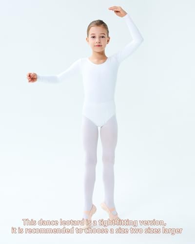 Finihen Girls Leotard Basic Long Sleeve Ballet Dance Leotard (2T-14 Years) Multiple Colors