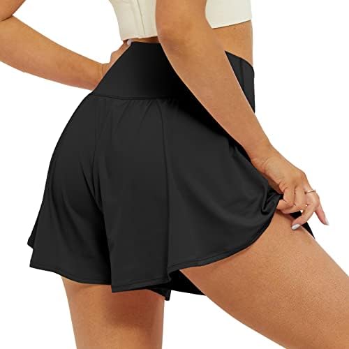 FireSwan Crossover Athletic Shorts For Women 2 In 1 Flowy Running Shorts With Pockets Spandex Butterfly Workout Tennis Skorts