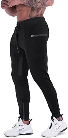 FIRSTGYM Mens Joggers Sweatpants Slim Fit Workout Training Thigh Mesh Gym Jogger Pants With Zipper Pockets