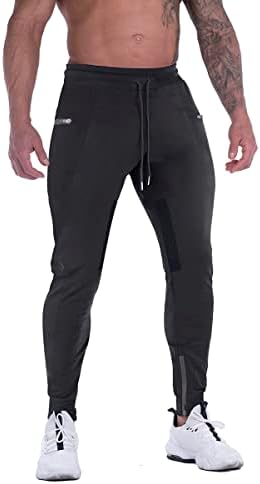 FIRSTGYM Mens Joggers Sweatpants Slim Fit Workout Training Thigh Mesh Gym Jogger Pants with Zipper Pockets
