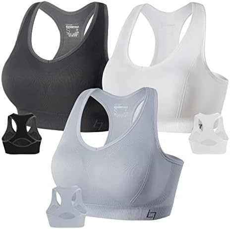 FITTIN Racerback Sports Bras for Women - Padded Seamless Support Bra for Yoga Gym Workout Fitness