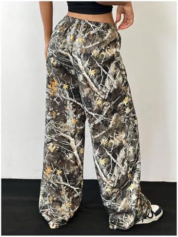 Floerns Girl's Camouflage Baggy Wide Leg Hunting Pants Drawstring Camo Pant