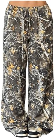 Floerns Girl's Camouflage Baggy Wide Leg Hunting Pants Drawstring Camo Pant