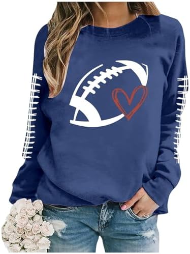 Football Sweatshirts For Women Funny Oversized Crewneck Sweatshirt Game Day Graphic Cute Sweatshirts Rugby Pullover
