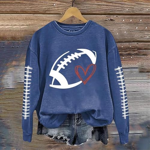 Football Sweatshirts For Women Funny Oversized Crewneck Sweatshirt Game Day Graphic Cute Sweatshirts Rugby Pullover
