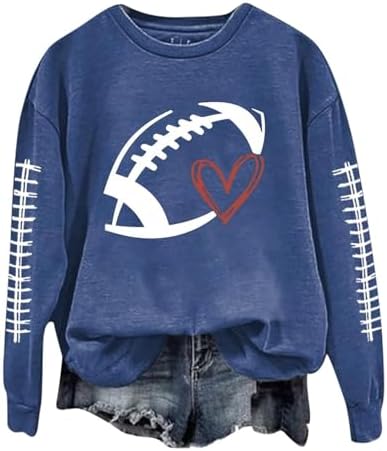 Football Sweatshirts for Women Funny Oversized Crewneck Sweatshirt Game Day Graphic Cute Sweatshirts Rugby Pullover