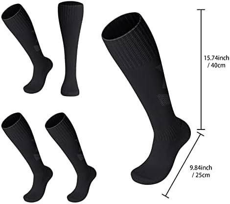 FPAKDH 2 Pairs Kids Soccer Socks For 7-13 Years Old Breathable Sports Training Socks For Girls Boys Football Socks Black