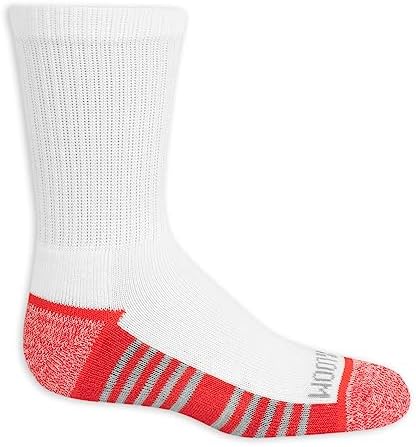 Fruit Of The Loom Big Boys' 10 Pack Crew Socks White/Gray/ Blue/ Green/ Orange/Red Shoe Size: 3-9