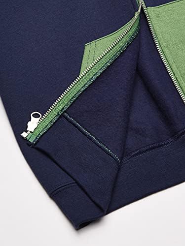 Fruit Of The Loom Boys' Fleece Full Zip Sleeveless Vest GHOST NAVY/GAMETIME GREEN/CHARCOAL HEATHER Medium