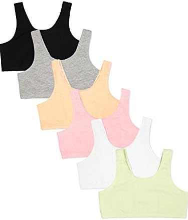 Fruit of the Loom Girls' Multi Cotton Built-Up Stretch Sports Bra Available in 6 Packs