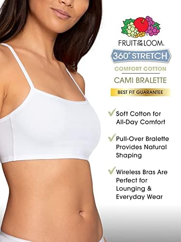 Fruit Of The Loom Women's Spaghetti Strap Cotton Sports Bra-All-Day Comfort