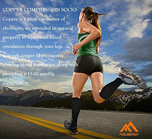 FuelMeFoot 3 Pack Copper Compression Socks - Compression Socks Women & Men Circulation - Best For Medical Running Athletic