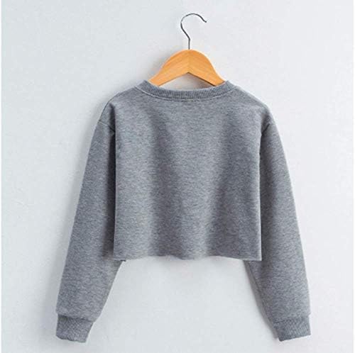 G-Amber Girls Long Sleeve Sweatshirts Kids Crop Print Funny Letters Fashion Pullover Tops