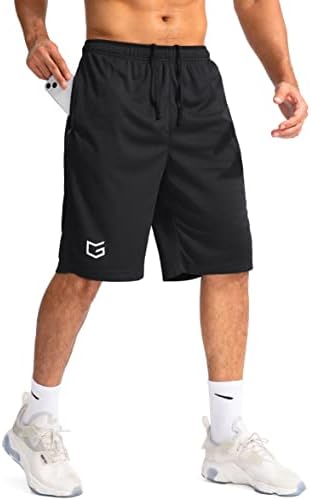G Gradual Men's Basketball Shorts with Zipper Pockets Lightweight Quick Dry 11" Long Shorts for Men Athletic Gym