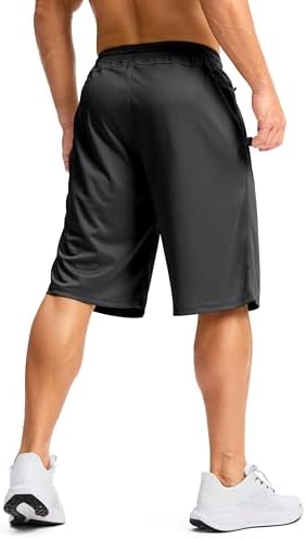 G Gradual Men's Long Basketball Shorts With Zipper Pocket 11'' Quick Dry Gym Shorts Lightweight Mesh Athletic Shorts For Men