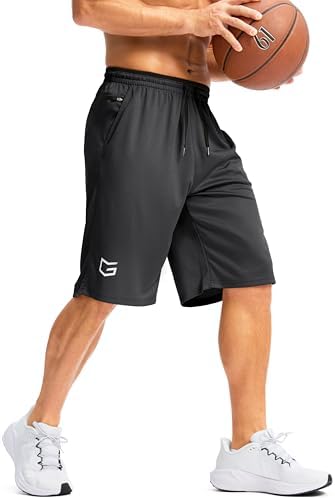 G Gradual Men's Long Basketball Shorts With Zipper Pocket 11'' Quick Dry Gym Shorts Lightweight Mesh Athletic Shorts For Men