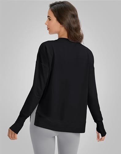 G Gradual Sweatshirt For Women Buttery Soft Yoga Tops Crewneck Modal Pullover Shirts Side Slit Thumb Holes