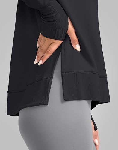 G Gradual Sweatshirt For Women Buttery Soft Yoga Tops Crewneck Modal Pullover Shirts Side Slit Thumb Holes