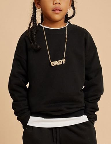 Gihuo Unisex Boy's Girls Winter Warm Sherpa Lined Crewneck Pullover Sweatshirt Fleece Casual Fall Clothes Sweatshirts