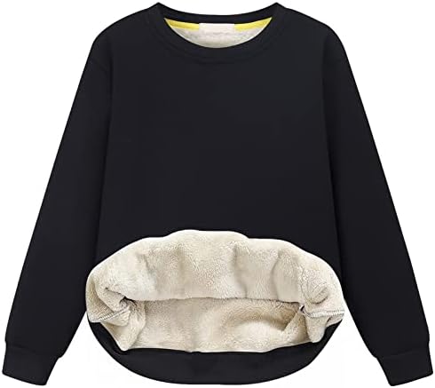 Gihuo Unisex Boy's Girls Winter Warm Sherpa Lined Crewneck Pullover Sweatshirt Fleece Casual Fall Clothes Sweatshirts