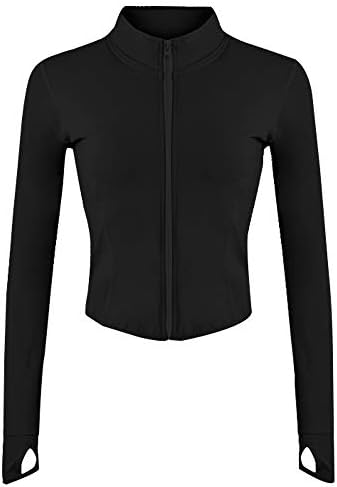 Gihuo Women's Athletic Full Zip Lightweight Workout Jacket with Thumb Holes