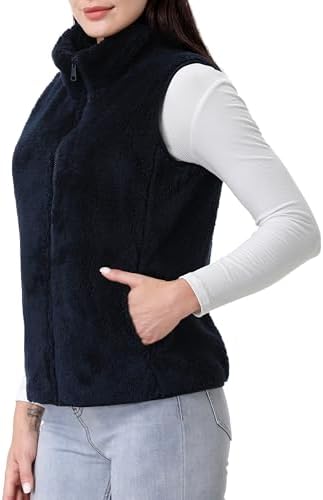 GIMECEN Womens Fuzzy Sherpa Fleece Vest Lightweight Sleeveless Jacket Full Zip Outerwear Polar Soft Waistcoat