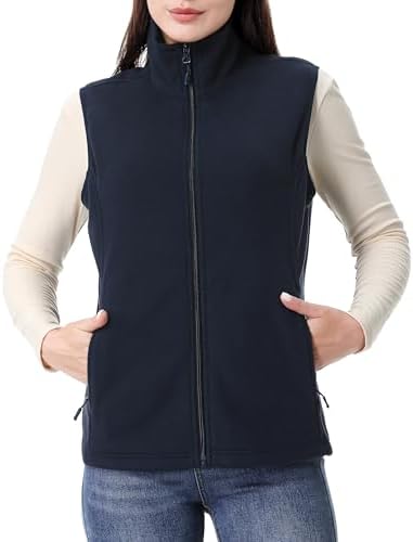GIMECEN Womens Polar Soft Fleece Vest Classic Fit Sleeveless Jacket Cardigan Waistcoat With Zipper Pockets Full Zip Outerwear