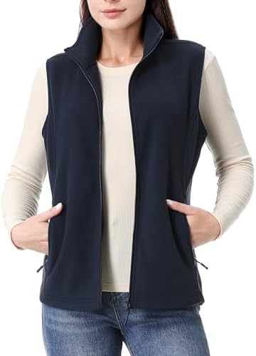 GIMECEN Womens Polar Soft Fleece Vest Classic Fit Sleeveless Jacket Cardigan Waistcoat With Zipper Pockets Full Zip Outerwear