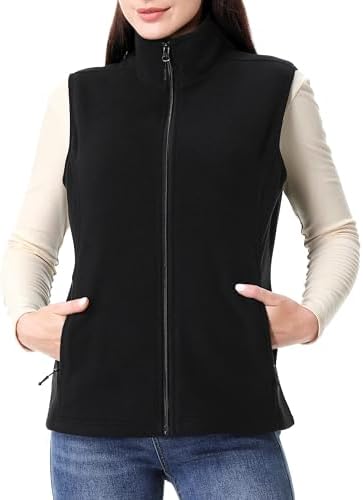 GIMECEN Womens Polar Soft Fleece Vest Classic Fit Sleeveless Jacket Cardigan Waistcoat With Zipper Pockets Full Zip Outerwear