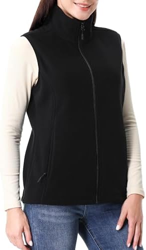 GIMECEN Womens Polar Soft Fleece Vest Classic Fit Sleeveless Jacket Cardigan Waistcoat With Zipper Pockets Full Zip Outerwear