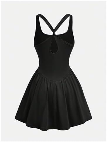 Girl's Tennis Golf Sport Dress With Built In Shorts Criss Cross Racerback Workout Athletic Dresses