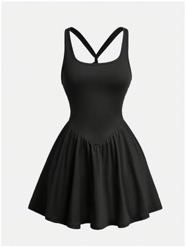 Girl's Tennis Golf Sport Dress With Built In Shorts Criss Cross Racerback Workout Athletic Dresses