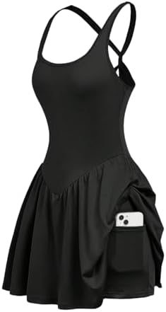 Girl's Tennis Golf Sport Dress with Built in Shorts Criss Cross Racerback Workout Athletic Dresses