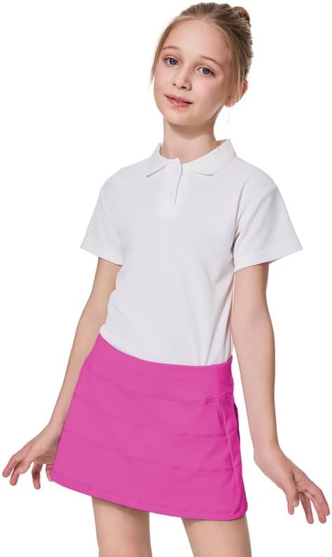 Girl's Tennis Skirts High Waisted Athletic Golf Skorts With Pockets Skirts For Girl Casual Workout Built-in Shorts