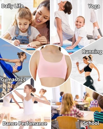 Girl Sports Bra Sleeveless Tank Top - Seamless Stretchy Back Crisscross Crop Undershirt Fitness Yoga Bras
