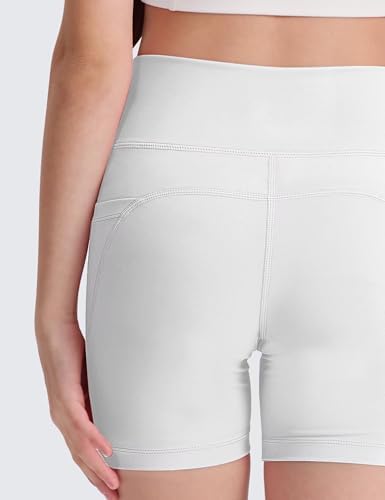 Girls Athletic Biker Shorts 4'' With Pockets High Waisted Summer Outfit Shorts For Kids Clothes