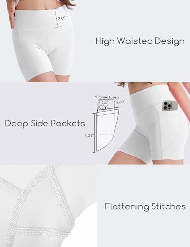 Girls Athletic Biker Shorts 4'' With Pockets High Waisted Summer Outfit Shorts For Kids Clothes