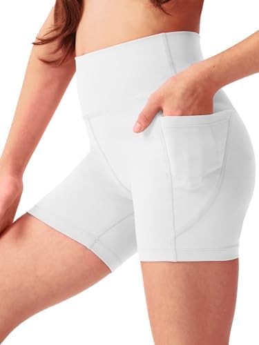 Girls Athletic Biker Shorts 4'' with Pockets High Waisted Summer Outfit Shorts for Kids Clothes