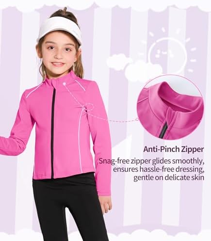Girls Athletic Jacket Zip Up Horse Riding Shirts Kids Yoga Jackets Workout Coat