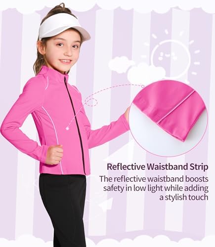 Girls Athletic Jacket Zip Up Horse Riding Shirts Kids Yoga Jackets Workout Coat
