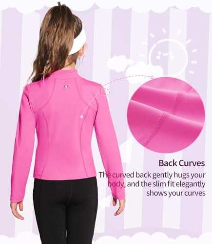 Girls Athletic Jacket Zip Up Horse Riding Shirts Kids Yoga Jackets Workout Coat