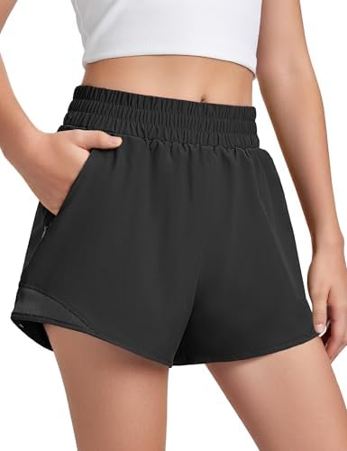 Girls Athletic Shorts with Liner Quick Dry Running Soccer Shorts with Zip Pockets for Kids Active Sports Volleyball