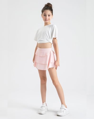 Girls Athletic Skort Soft Breathable Skirt With Built-in Shorts & Pocket Sports Outfit For Running School