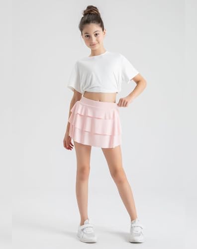 Girls Athletic Skort Soft Breathable Skirt With Built-in Shorts & Pocket Sports Outfit For Running School