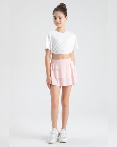 Girls Athletic Skort Soft Breathable Skirt With Built-in Shorts & Pocket Sports Outfit For Running School