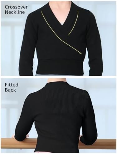 Girls Ballet Sweater Kids Warm Up Dance Tops Toddler Long Sleeve Dance Sweater Pull On Ballerina Sweater