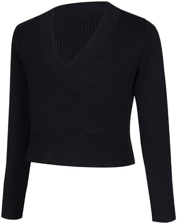 Girls Ballet Sweater Kids Warm Up Dance Tops Toddler Long Sleeve Dance Sweater Pull On Ballerina Sweater